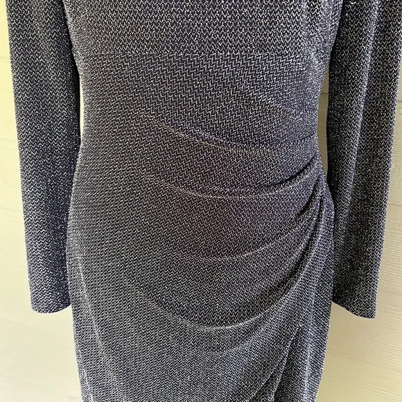 Lauren Ralph Lauren Sparkly Metallic Stretchy Ruched Dress - Picture 3 of 10